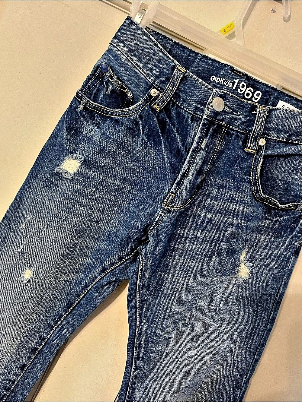 Gap 1969 Straight Boys Size 10 Slim Distressed Blue Jeans waist adjusters